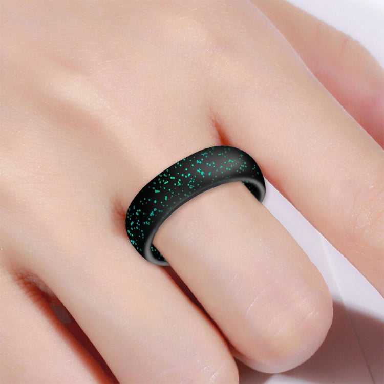 SH100 5.7mm Wide Silicone Ring Glitter Couple Ring No.7(Black and green) - Rings by PMC Jewellery | Online Shopping South Africa | PMC Jewellery