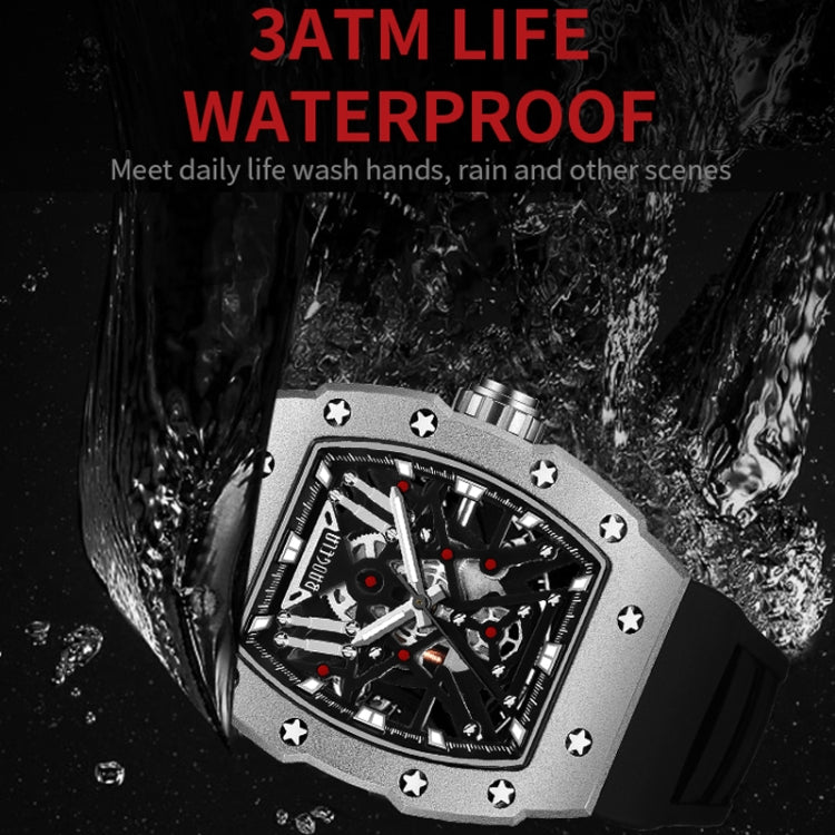 BAOGELA 224147 Wine Barrel Shaped Hollow Night Light Waterproof Sports Silicone Men Watch(Black Shell Red Belt) - Silicone Strap Watches by BAOGELA | Online Shopping South Africa | PMC Jewellery