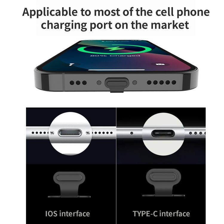 10pcs USB-C/Type-C  Mobile Phone Charging Port Silicone Anti-Dust Plug Back-adhesive Loss-proof Cover(Black) - Anti-dust & Ear Caps by PMC TechLife | Online Shopping South Africa | PMC TechLife