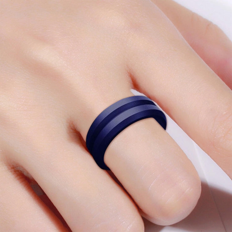 SiR053 V Shaped Grooved Edge Silicone Ring Outdoor Sports Couple Ring No.12(Dark Blue) - Rings by PMC Jewellery | Online Shopping South Africa | PMC Jewellery