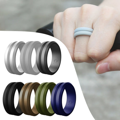 SiR053 V Shaped Grooved Edge Silicone Ring Outdoor Sports Couple Ring No.11(Silver) - Rings by PMC Jewellery | Online Shopping South Africa | PMC Jewellery