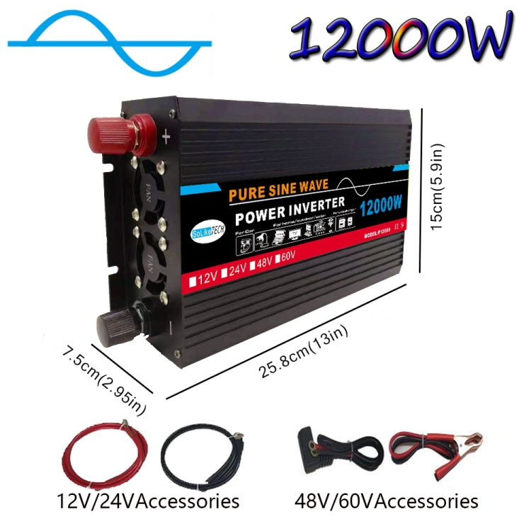 12000W (Actual 2000W) 24V to 220V High Power Car Sine Wave Inverter Power Converter - Pure Sine Wave by PMC Jewellery | Online Shopping South Africa | PMC Jewellery