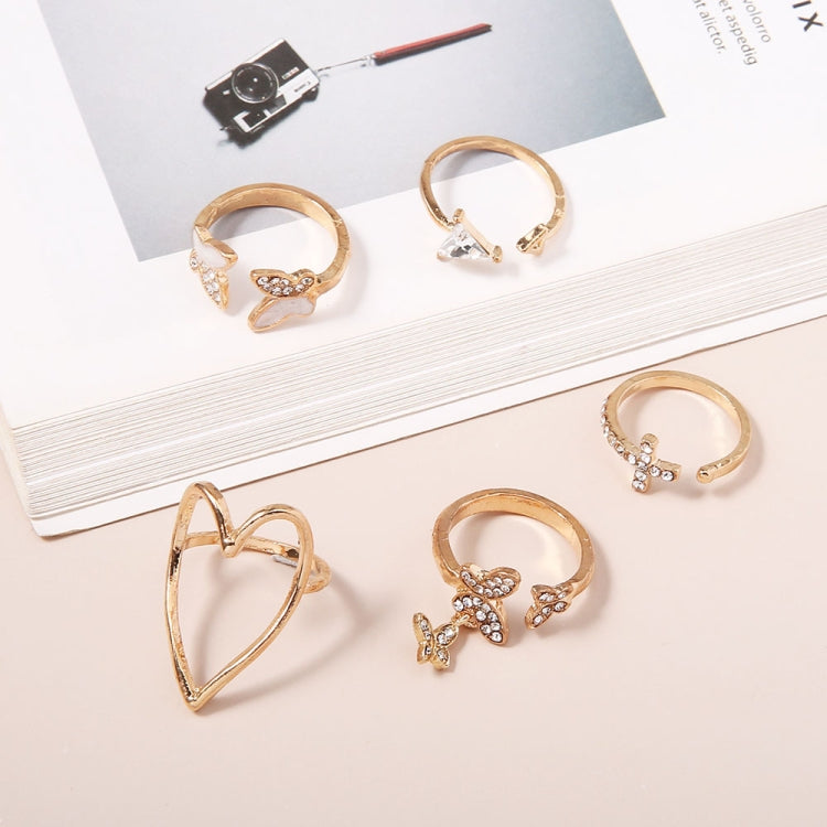 5pcs/set Cross Triangle Heart Hollow Butterfly Knuckle Ring(SKU5217) - Rings by PMC Jewellery | Online Shopping South Africa | PMC Jewellery