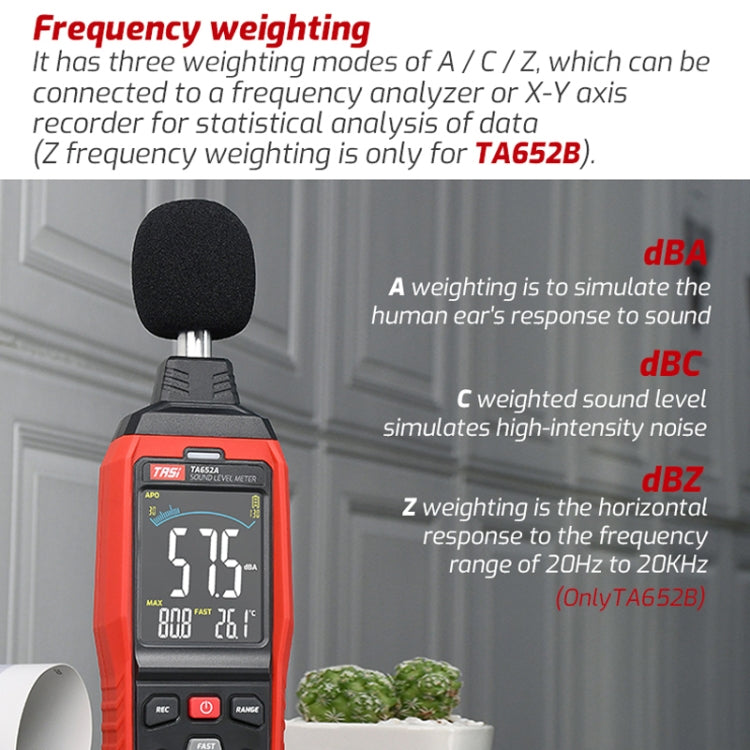 TASI TA652A Home Noise Tester Detection Volume Device - Light & Sound Meter by TASI | Online Shopping South Africa | PMC Jewellery | Buy Now Pay Later Mobicred