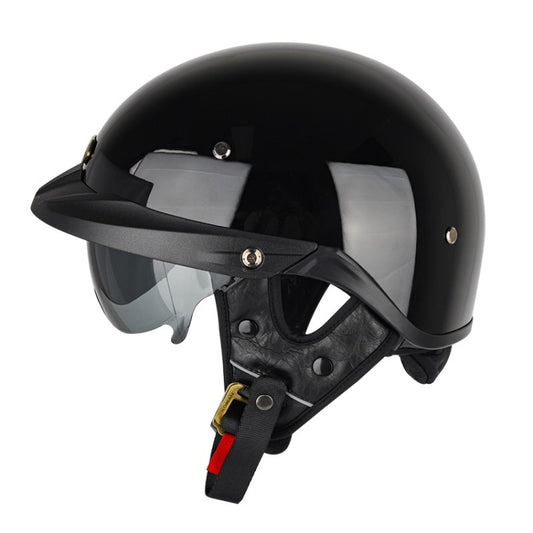 SOMAN Motorcycle Half Helmet Adjustable Helmet With Inner Mirror, Size: L(Bright Black) - Helmets by SOMAN | Online Shopping South Africa | PMC Jewellery | Buy Now Pay Later Mobicred