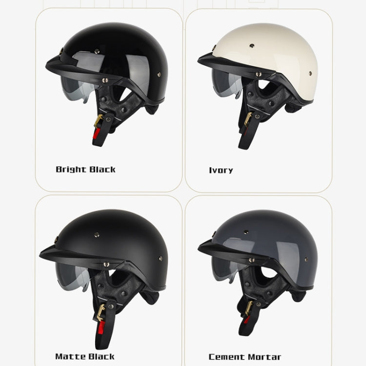 SOMAN Motorcycle Half Helmet Adjustable Helmet With Inner Mirror, Size: M(Bright Black) - Helmets by SOMAN | Online Shopping South Africa | PMC Jewellery | Buy Now Pay Later Mobicred