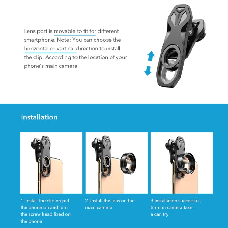 APEXEL APL-HB100MM HD Insect Jewelry 100 Micro External Mobile Phone Lens(Telephoto Clip) - free shipping - PMC TechLife - Order now!