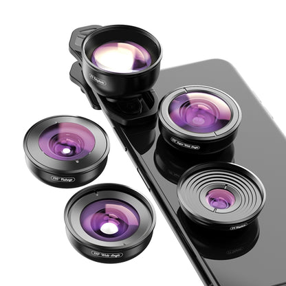 APEXEL APL-HB5 5 in 1 Wide Angle Macro Fisheye HD External Mobile Phone Lens(Set) - Macro & Wide-angle by APEXEL | Online Shopping South Africa | PMC Jewellery | Buy Now Pay Later Mobicred