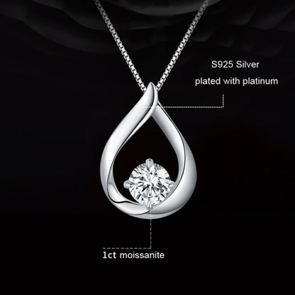 Sterling Silver Plated Plated Waterdrop Moissanite Necklace - Necklaces & Pendants by PMC Jewellery | Online Shopping South Africa | PMC Jewellery