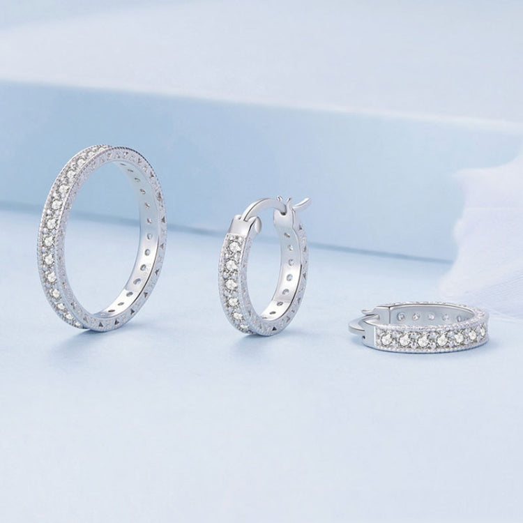 Sterling Silver Fine Sparkle Zirconia Stud Earrings Ring Set(No.7) - Jewelry Sets by PMC Jewellery | Online Shopping South Africa | PMC Jewellery