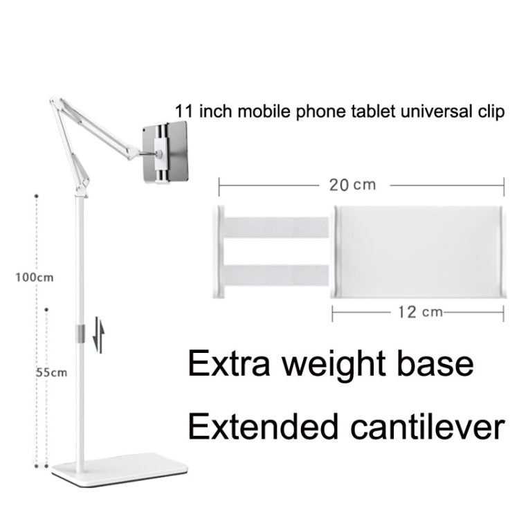 175cm Mobile Phone Tablet Live Broadcast Bedside Lifting Bracket Telescopic Cantilever Model (White) - Lazy Bracket by PMC Jewellery | Online Shopping South Africa | PMC Jewellery