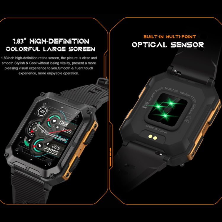 1.83 Inch IP68 Waterproof Bluetooth Call Sports Smart Watch Outdoor Three-Proof Multifunctional Watch(Orange) - Smart Watches by PMC Jewellery | Online Shopping South Africa | PMC Jewellery