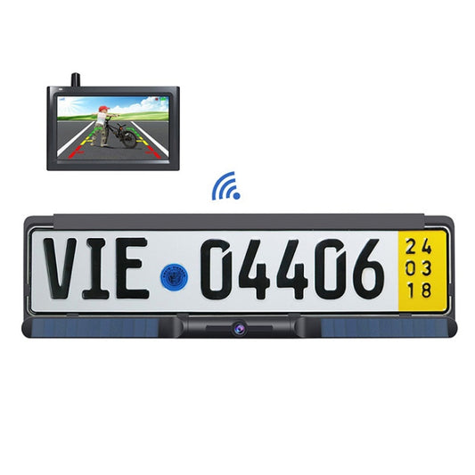 Solar Integrated License Plate Frame Vehicle Camera Wireless Reversing Display(RC03) - Rear View Cameras by PMC Jewellery | Online Shopping South Africa | PMC Jewellery