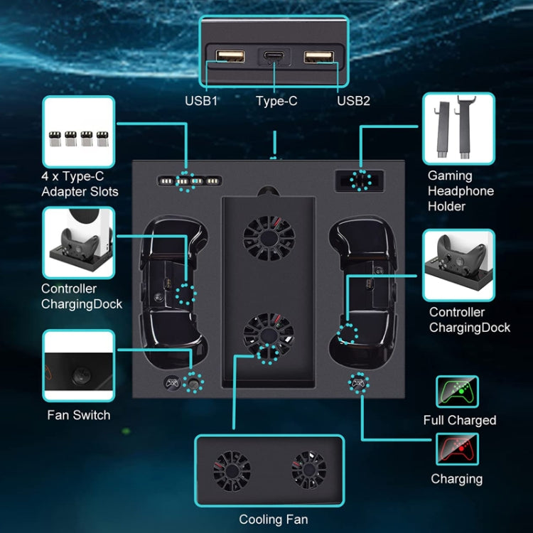 Iplay For Xbox Series S Host Cooling Bracket Handle Charging Base(Black) - Holder by iplay | Online Shopping South Africa | PMC TechLife