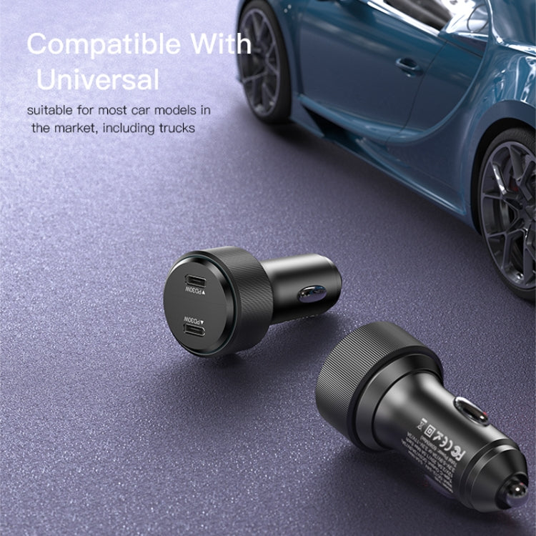 Yesido Y48  60W Car Fast Charger Aluminum Aluminum Double Type-C/USB-C Port Car Charger(Black) - Car Charger by Yesido | Online Shopping South Africa | PMC Jewellery