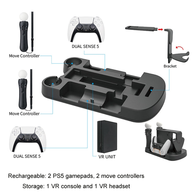 Iplay For PS5/Move/VR Multifunctional Storage Stand Charging Base(White) - free shipping - PMC TechLife - Order now!