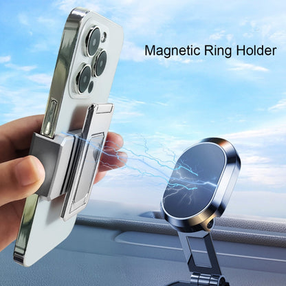 Back Clip Double Ring Magnetic Metal Folding Phone Bracket Desktop Lazy Ring Phone Holder(Silver) - Ring Holder by PMC Jewellery | Online Shopping South Africa | PMC Jewellery