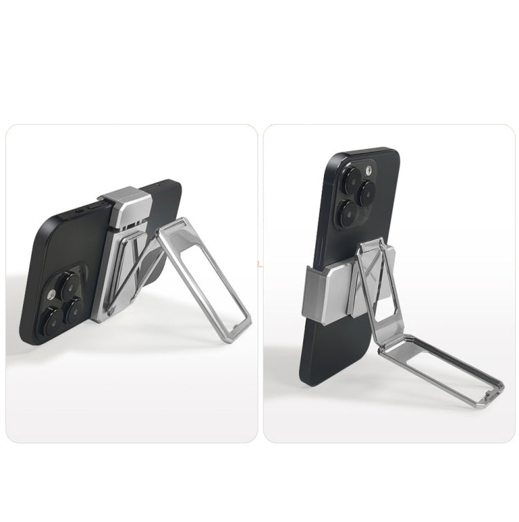 Back Clip Double Ring Magnetic Metal Folding Phone Bracket Desktop Lazy Ring Phone Holder(Silver) - Ring Holder by PMC Jewellery | Online Shopping South Africa | PMC Jewellery