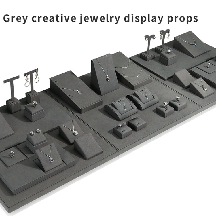 4x4x14.5cm T-shaped Stud Holder Gray Jewelry Display Microfiber Jewelry Props Display Rack - Jewelry Storages by PMC Jewellery | Online Shopping South Africa | PMC Jewellery