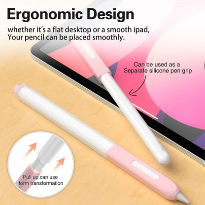 For Apple Pencil 2 Non-Slip Anti-Fall Translucent Segmented Pen Case(Sakura Pink) - Pencil Accessories by PMC Jewellery | Online Shopping South Africa | PMC Jewellery