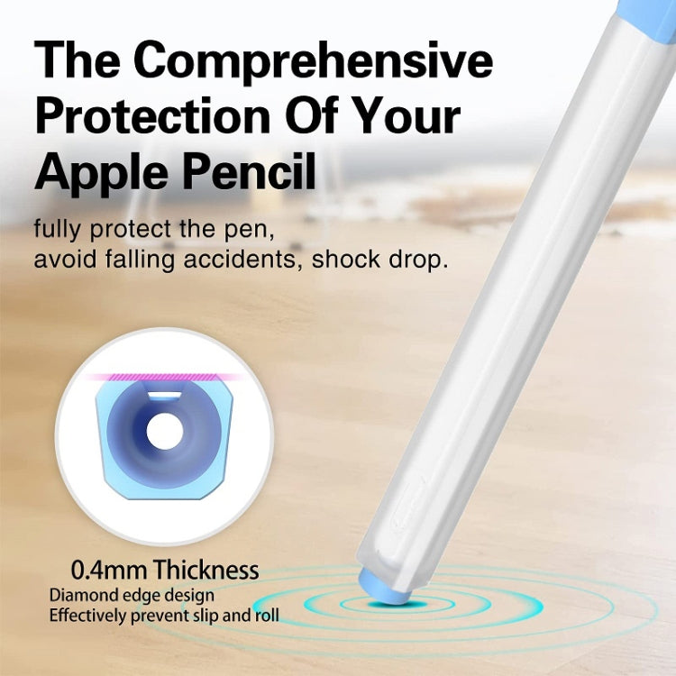 For Apple Pencil 2 Non-Slip Anti-Fall Translucent Segmented Pen Case(Sky Blue) - Pencil Accessories by PMC Jewellery | Online Shopping South Africa | PMC Jewellery