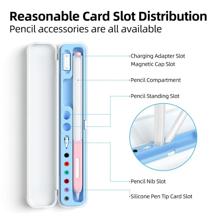 For Apple Pencil 1/2 Capacitance Pen Adapter Accessory Storage Box(Sky Blue) - Pencil Accessories by PMC Jewellery | Online Shopping South Africa | PMC Jewellery