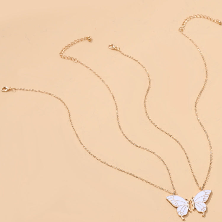 Sisters Mother and Daughter Alloy Drip Oil Butterfly Necklace Clavicle Chain(Gold) - Necklaces & Pendants by PMC Jewellery | Online Shopping South Africa | PMC Jewellery