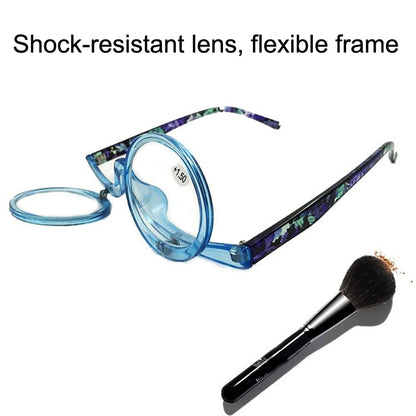 Makeup Magnifying Glass Presbyopic Glasses Flip Swivel Reading Glasses, Degree: +400(Yellow Frame) - Presbyopic Glasses by PMC Jewellery | Online Shopping South Africa | PMC Jewellery