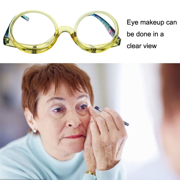 Makeup Magnifying Glass Presbyopic Glasses Flip Swivel Reading Glasses, Degree: +400(Yellow Frame) - Presbyopic Glasses by PMC Jewellery | Online Shopping South Africa | PMC Jewellery