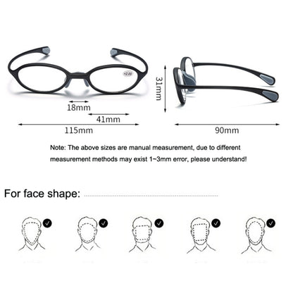 Portable Magnifying Glass Presbyopic Glasses Silicone Anti-Blue Light Reading Glasses, Degree: +200(Black) - Presbyopic Glasses by PMC Jewellery | Online Shopping South Africa | PMC Jewellery