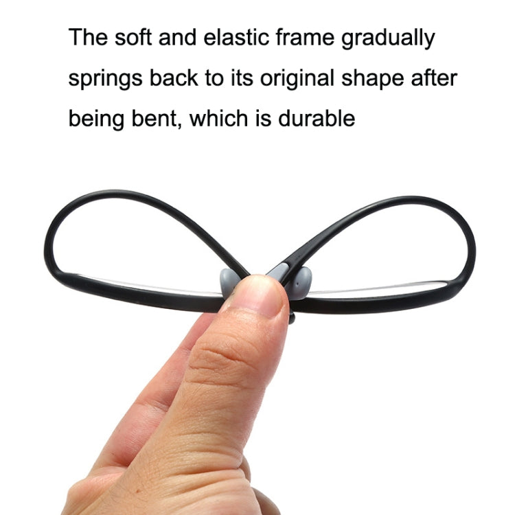 Portable Magnifying Glass Presbyopic Glasses Silicone Anti-Blue Light Reading Glasses, Degree: +300(Black) - Presbyopic Glasses by PMC Jewellery | Online Shopping South Africa | PMC Jewellery