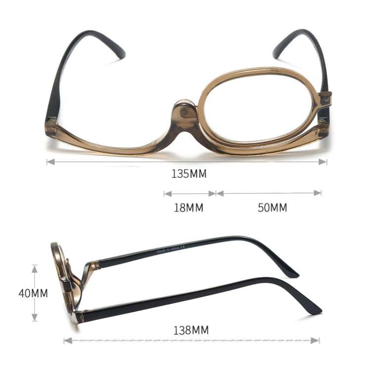 Makeup Presbyopic Glasses Monolithic Reading Glass Magnifying Glass, Degree: +100(Tea Color) - Presbyopic Glasses by PMC Jewellery | Online Shopping South Africa | PMC Jewellery