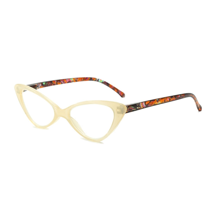 Street Stall Triangular Cat Eye Presbyopic Glasses, Degree: +150(Light Yellow) - Presbyopic Glasses by PMC Jewellery | Online Shopping South Africa | PMC Jewellery