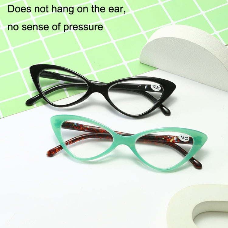 Street Stall Triangular Cat Eye Presbyopic Glasses, Degree: +350(Light Green) - Presbyopic Glasses by PMC Jewellery | Online Shopping South Africa | PMC Jewellery