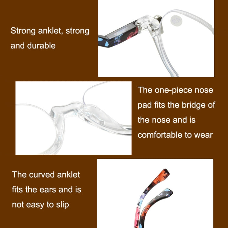 Retro Flexible Durable Portability HD Presbyopic Glasses +100(Beanflower) - Presbyopic Glasses by PMC Jewellery | Online Shopping South Africa | PMC Jewellery