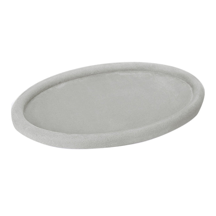 30x20x1.8cm Jewelry Tray Ring Velvet Leather Oval Empty Plate Earrings Necklace Jewelry Display Plate(Gray) - Jewelry Storages by PMC Jewellery | Online Shopping South Africa | PMC Jewellery