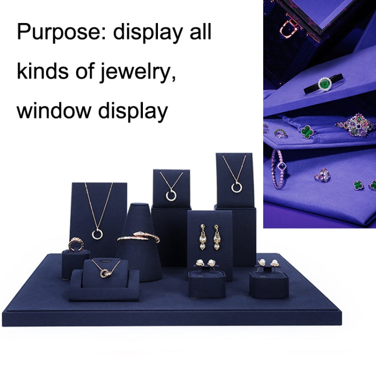 Jewelry Display Props Blue Microfiber Window Necklace Earring Ring Stand Set 3 - Jewelry Storages by PMC Jewellery | Online Shopping South Africa | PMC Jewellery