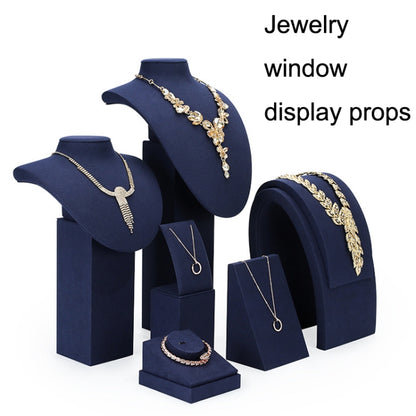 20x14x5.5cm 3-bit Necklace Holder Jewelry Display Props Blue Microfiber Window Necklace Earring Ring Stand - Jewelry Storages by PMC Jewellery | Online Shopping South Africa | PMC Jewellery