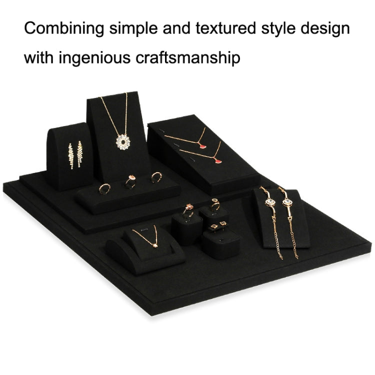 27x11x8cm Earrings Necklace Set Seat Black Microfiber Necklace Ring Jewelry Display Live Jewelry Prop Rack - Jewelry Storages by PMC Jewellery | Online Shopping South Africa | PMC Jewellery