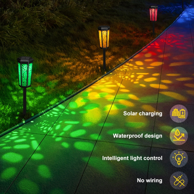 Hexagonal Hollow Solar Ground Lawn Lamp LED Outdoor Waterproof Decorative Garden Light(Warm Light + RGB) - Solar Lights by PMC Jewellery | Online Shopping South Africa | PMC Jewellery | Buy Now Pay Later Mobicred