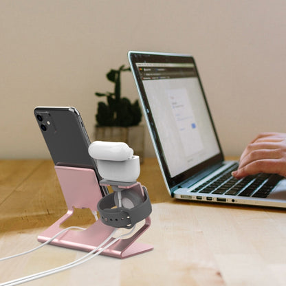 For IPhone / AirPods / Apple Watch Series AhaStyle 3 In 1 Aluminum Alloy Stand(Silver) - Desktop Holder by AhaStyle | Online Shopping South Africa | PMC Jewellery | Buy Now Pay Later Mobicred