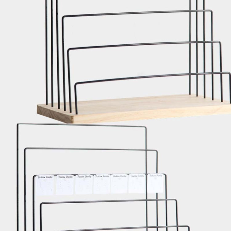 Wooden Base Iron Multi-Layer Earrings Storage Display Rack Can Hang Jewelry Display Shelf, Style: 5 Layers (Black) - Jewelry Storages by PMC Jewellery | Online Shopping South Africa | PMC Jewellery