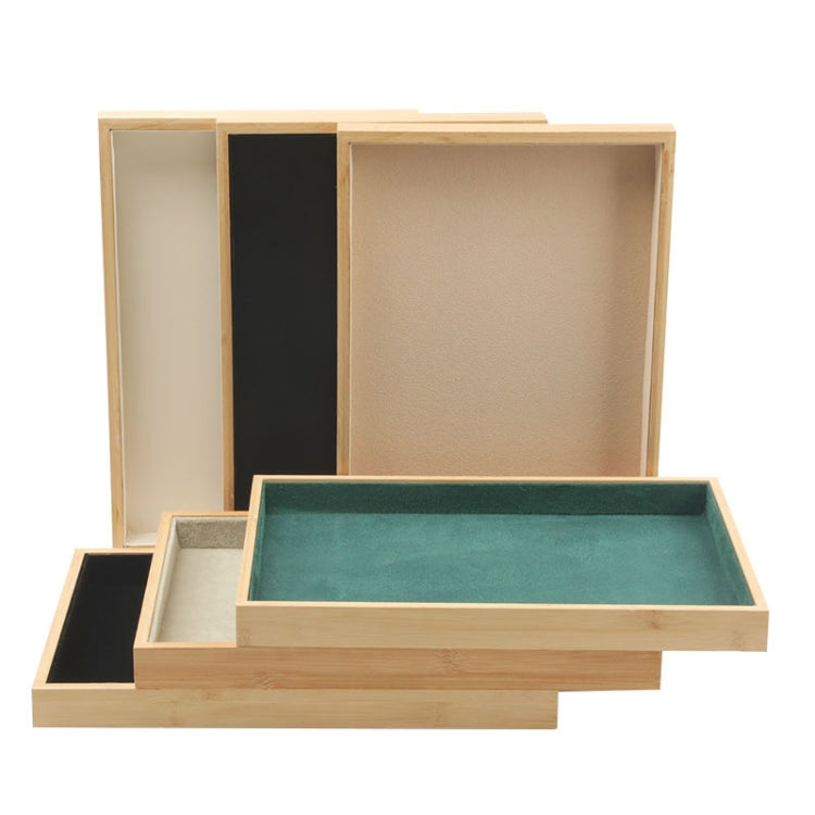 Bamboo Wood Velvet Multi-Functional Jewelry Display Tray Jewelry Storage Box Empty Tray, Style: Velvet (Black) - Jewelry Storages by PMC Jewellery | Online Shopping South Africa | PMC Jewellery