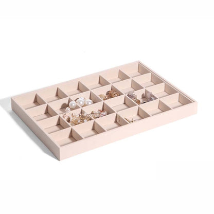 Suede Jewelry Storage Tray Necklace Pendant Bracelet Bangle Display Case, Size: 24 Grid(Beige) - Jewelry Storages by PMC Jewellery | Online Shopping South Africa | PMC Jewellery