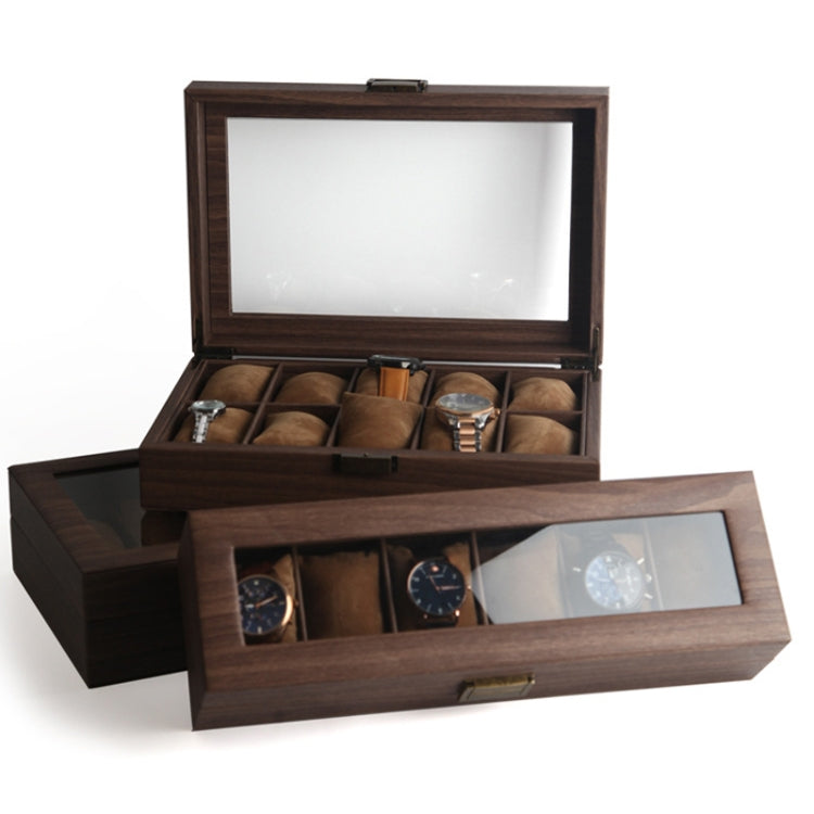 Wood Grain Leather Watch Display Box Watch Storage Case Jewelry Box, Style: 3 Digit Long - Watch Storages by PMC Jewellery | Online Shopping South Africa | PMC Jewellery