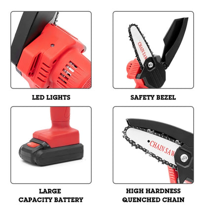 HILDA Rechargeable Cordless Mini Electrical Chain Saw Logging Tools Plastic Package, Model: EU Plug With 1 Battery Black - Electric Saws & Accessories by HILDA | Online Shopping South Africa | PMC Jewellery