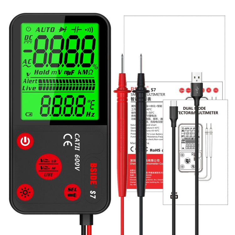 BSIDE ADMS7 Smart Thin Digital Multimeter Counts DC AC Voltmeter, Model: Standard Charging Model - free shipping - PMC TechLife - Order now!
