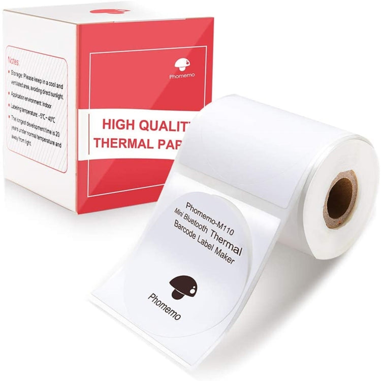 For Phomemo M110 / M200 140pcs /Roll 50x50mm Round Self-Adhesive Thermal Labels - free shipping - PMC TechLife - Order now!