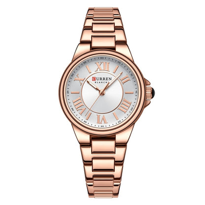 Curren 9091 Casual Steel Strap Waterproof Women's Watch, Color: Rose Shell White - Alloy Watches by Curren | Online Shopping South Africa | PMC Jewellery | Buy Now Pay Later Mobicred