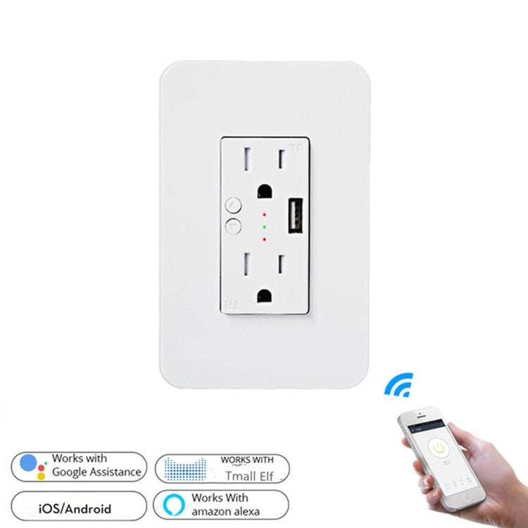 Smart Wall Socket 120 Type WIFI Remote Control Voice Control With USB Socket, Model:American Wall Socket - Smart Socket by PMC Jewellery | Online Shopping South Africa | PMC Jewellery